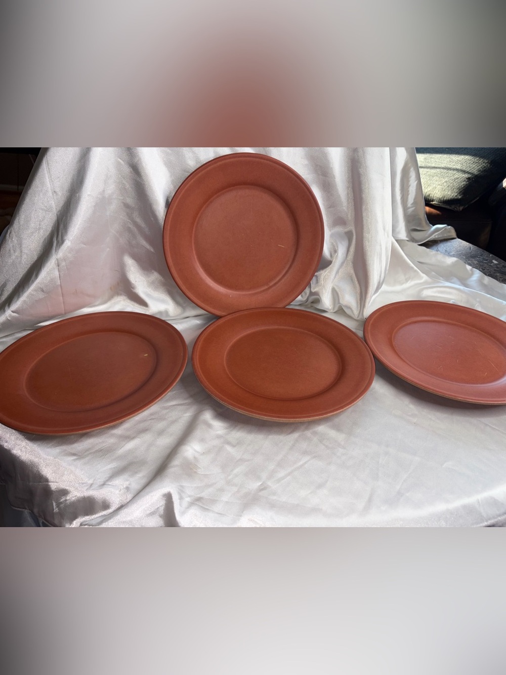 LOT OF 4 OUTDOOR DINING BAMBOO DINNER PLATES